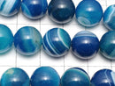 Blue Stripe Agate Round 12mm 1strand beads (aprx.15inch / 36cm)