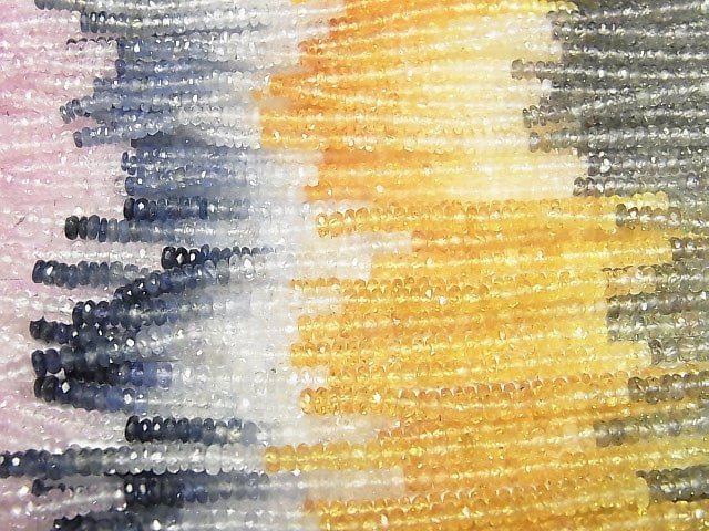 [Video]High Quality Multicolor Sapphire AAA Faceted Button Rondelle half or 1strand beads (aprx.18inch/44cm)