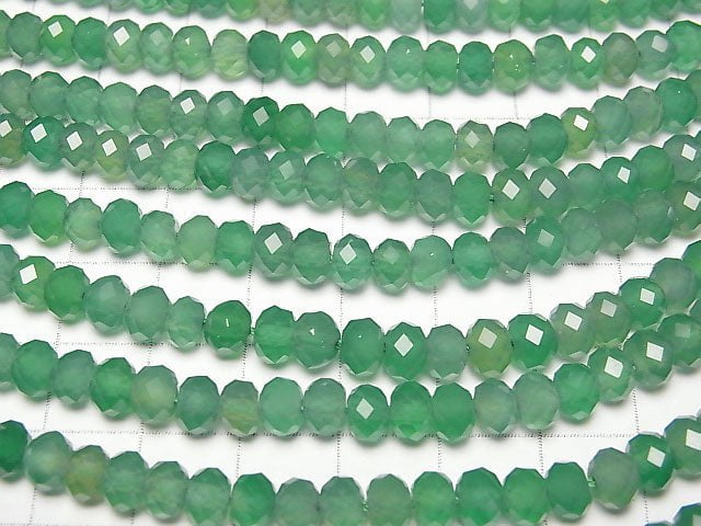 [Video]High Quality! Green Onyx AAA Faceted Button Rondelle 6x6x3mm 1strand beads (aprx.15inch/37cm)