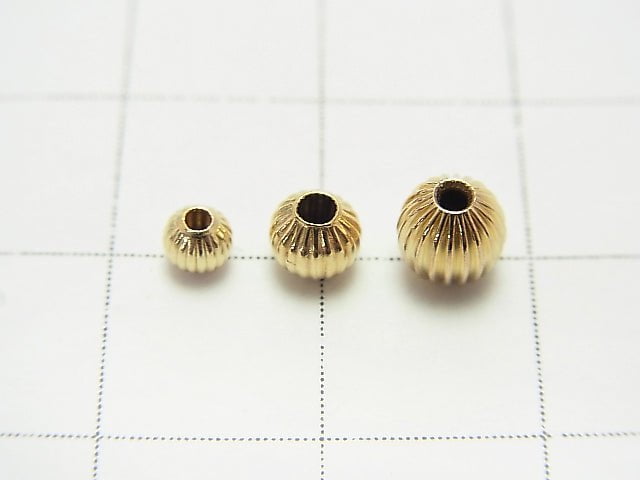 14KGF Line Carved Round (corrugated beads) [3mm][4mm][5mm] 3pcs