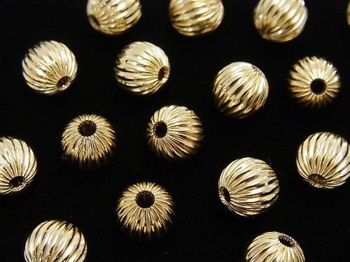 Perles rondes cannelées (godronnées) en or 14 carats [6mm][8mm][10mm] lot de 3 - !