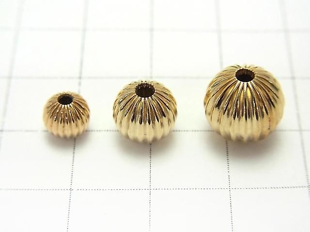 Perles rondes cannelées (godronnées) en or 14 carats [6mm][8mm][10mm] lot de 3 - !