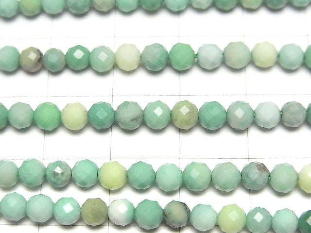 [Video] Natural color green Chalcedony Faceted Round 4 mm half or 1 strand beads (aprx.15 inch / 38 cm)