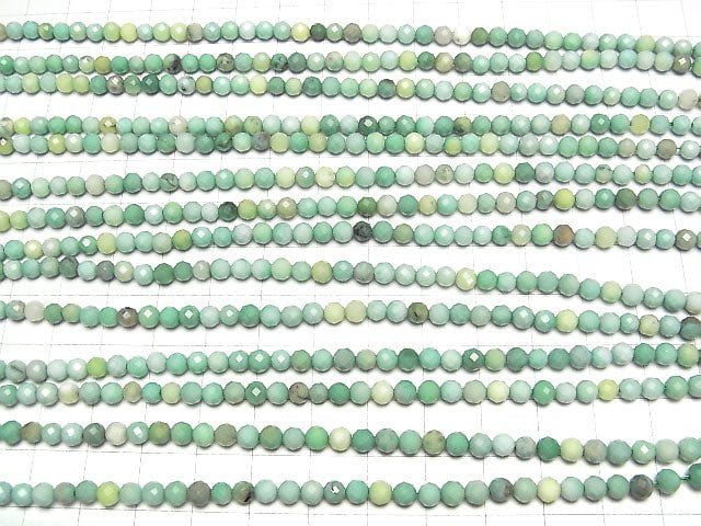 [Video] Natural color green Chalcedony Faceted Round 4 mm half or 1 strand beads (aprx.15 inch / 38 cm)