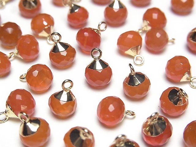 [Video] Carnelian Onion Faceted Briolette Charm Gold color 2pcs