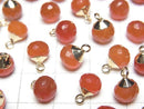 [Video] Carnelian Onion Faceted Briolette Charm Gold color 2pcs