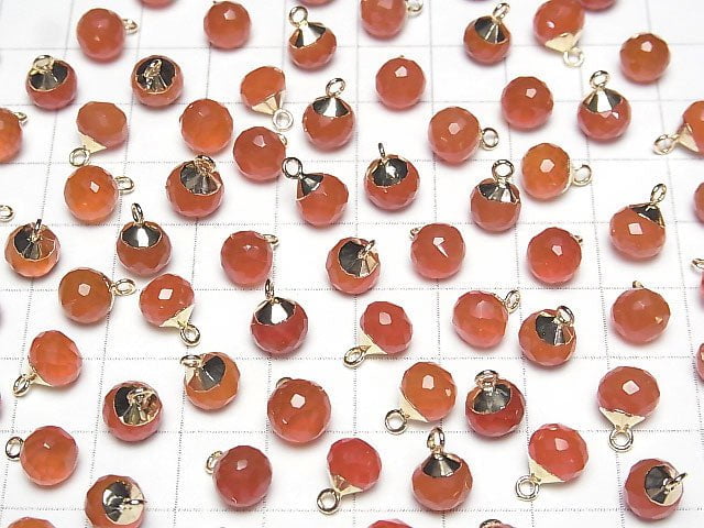 [Video] Carnelian Onion Faceted Briolette Charm Gold color 2pcs