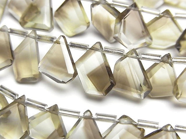 [Video] High Quality Lemon x Smoky Quartz AAA Rough Slice Faceted 1strand beads (aprx.5inch / 13cm)