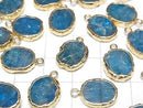 [Video] Blue Apatite Oval Charm Gold color 2pcs