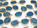 [Video] Blue Apatite Oval Charm Gold color 2pcs