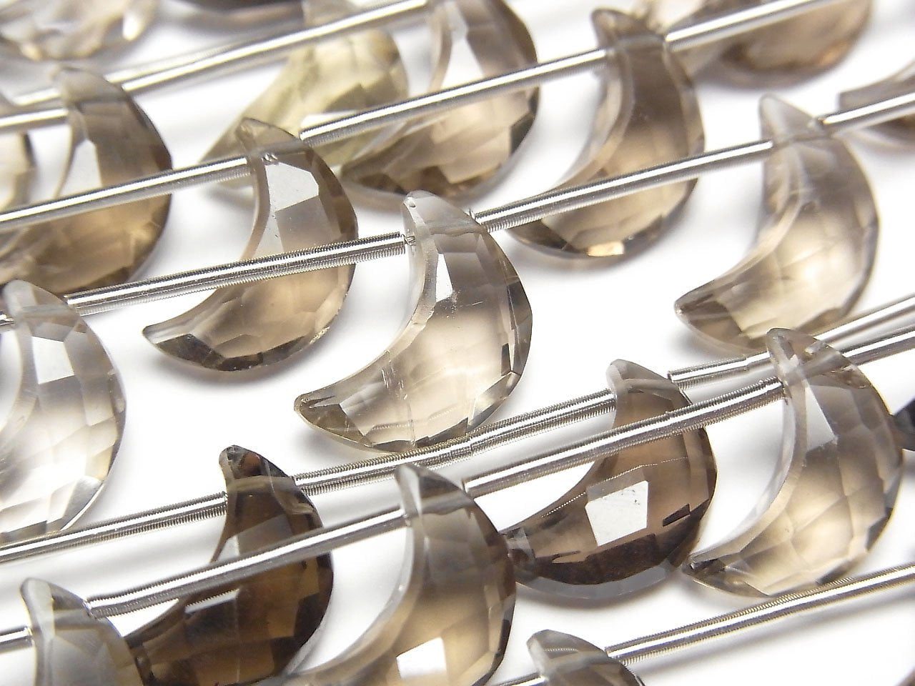 Quartz fumé de haute qualité AAA - Forme de croissant Perles de 12x8mm, demi-fil ou 1 fil (6 pièces)