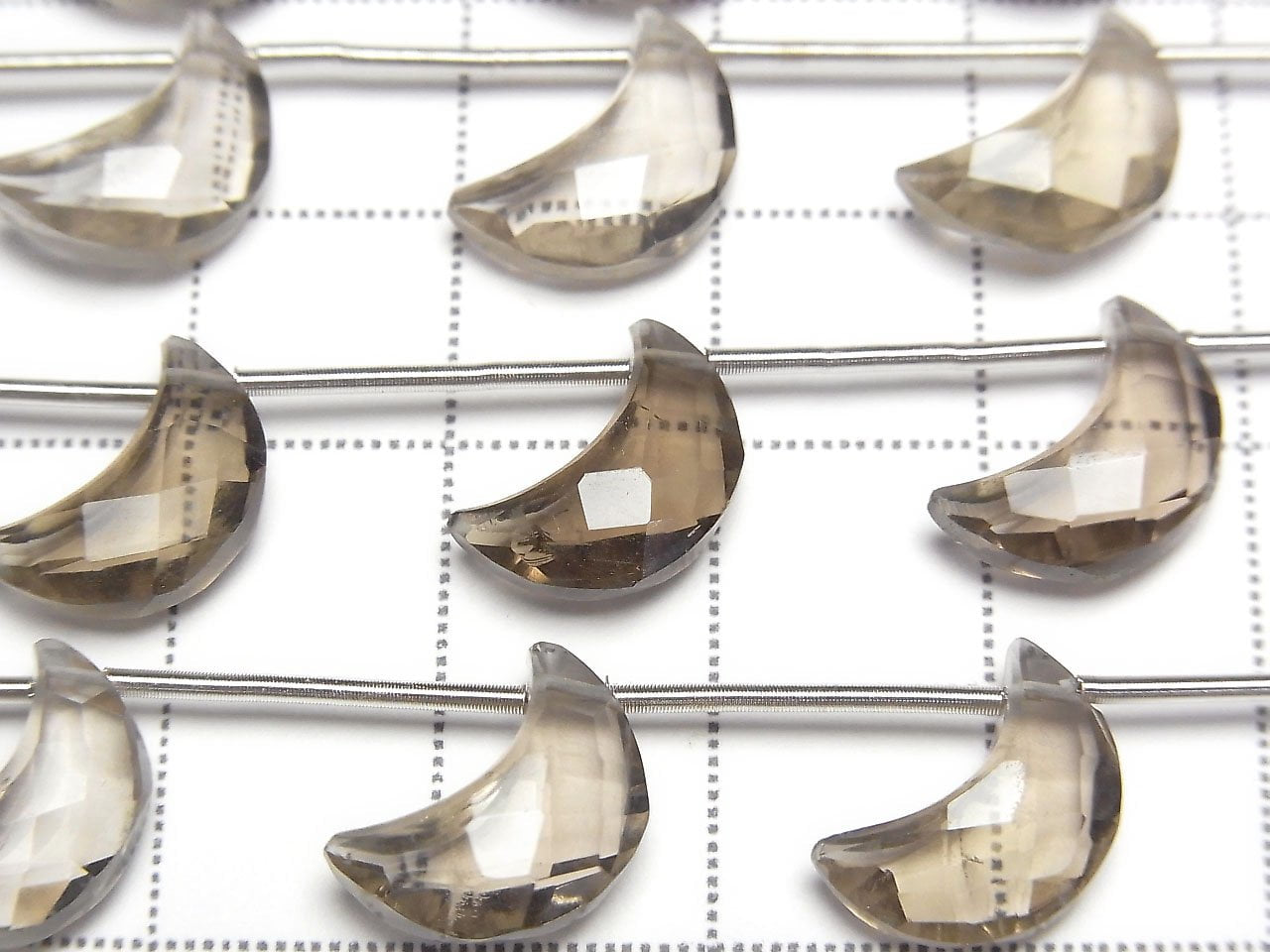 Quartz fumé de haute qualité AAA - Forme de croissant Perles de 12x8mm, demi-fil ou 1 fil (6 pièces)