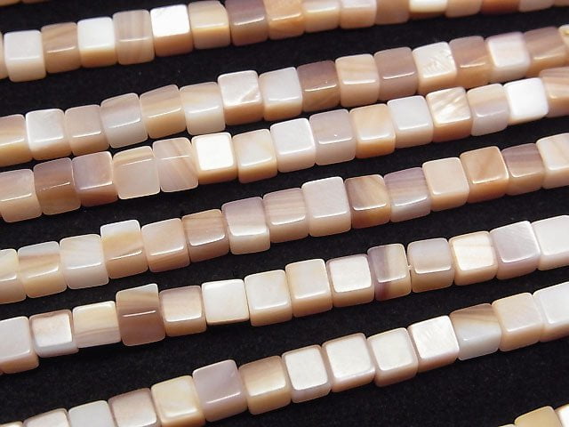 [Video] High Quality Pink Shell AAA Cube 4x4x4mm half or 1strand beads (aprx.15inch/38cm)