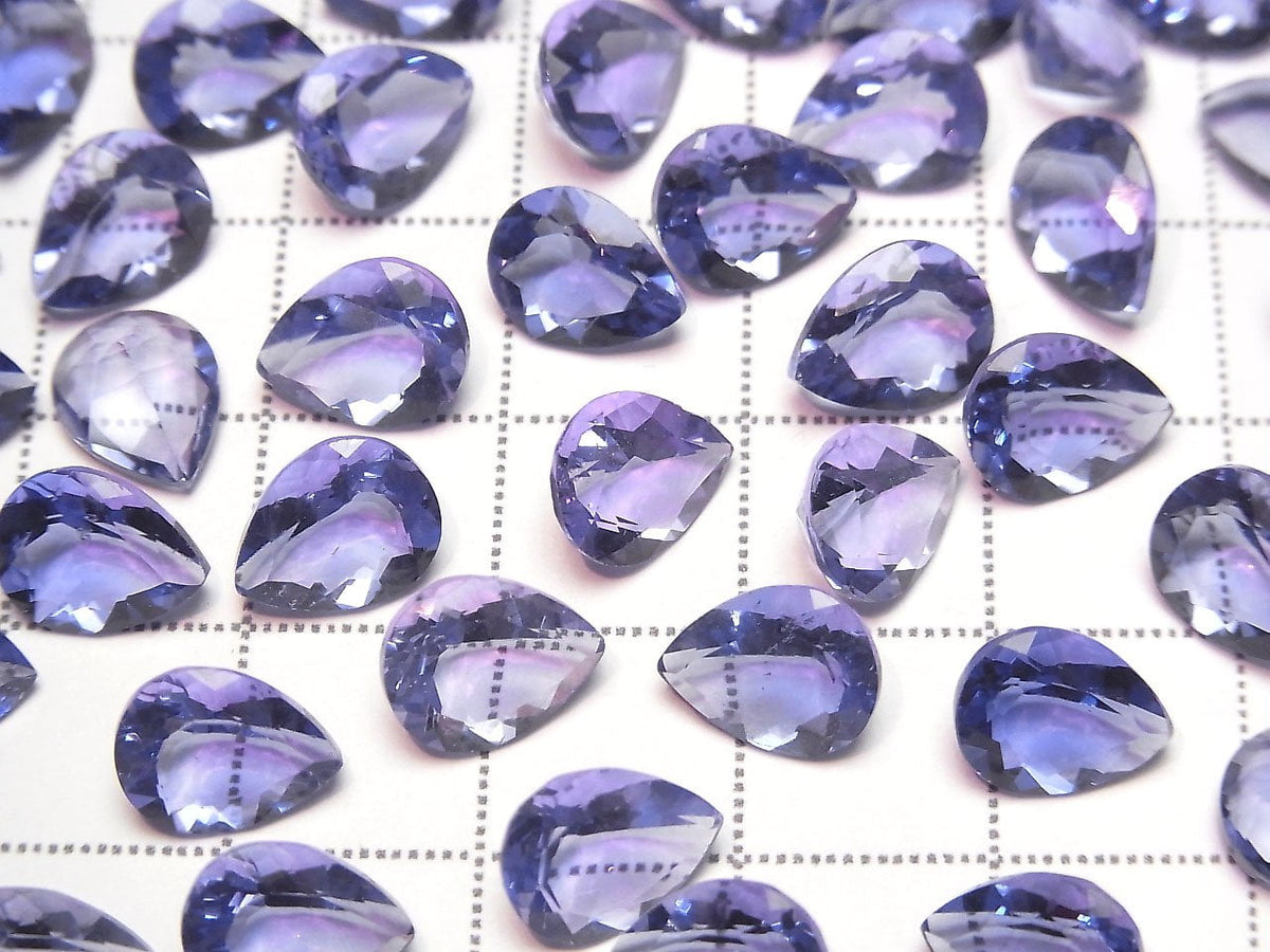 高品質變色螢石 AAA 梨形刻面裸石 9x7mm 1顆