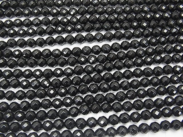 1strand $5.79! Onyx  64Faceted Round 6mm 1strand (aprx.15inch/37cm) - wholesale gemstone beads, gemstones - kenkengems.com