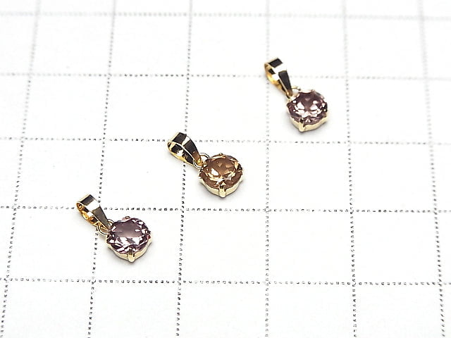 [Video] [Japan] High Quality color Change Garnet AAA Round Faceted 5x5mm Pendant [18K Yellow Gold] 1pc