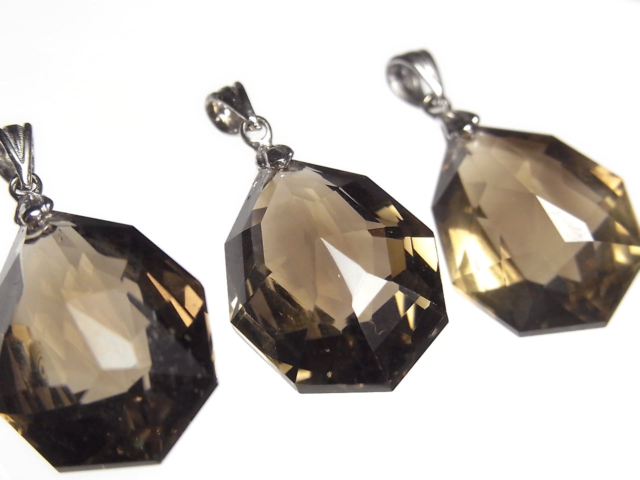 High Quality Smoky Quartz AAA Multiple Facets Faceted Pendant  NO.2 [S][M] Silver925