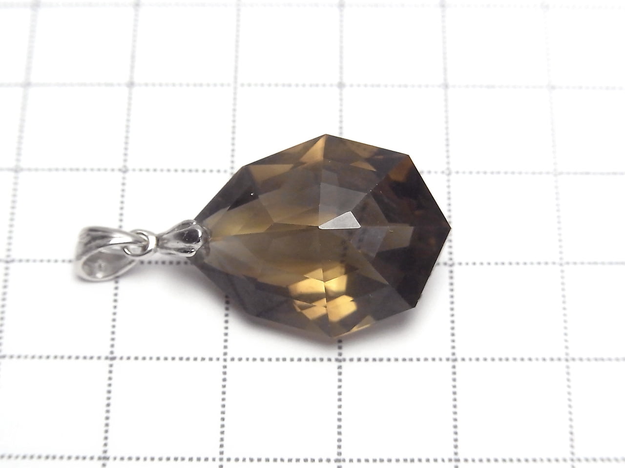 High Quality Smoky Quartz AAA Multiple Facets Faceted Pendant  NO.2 [S][M] Silver925
