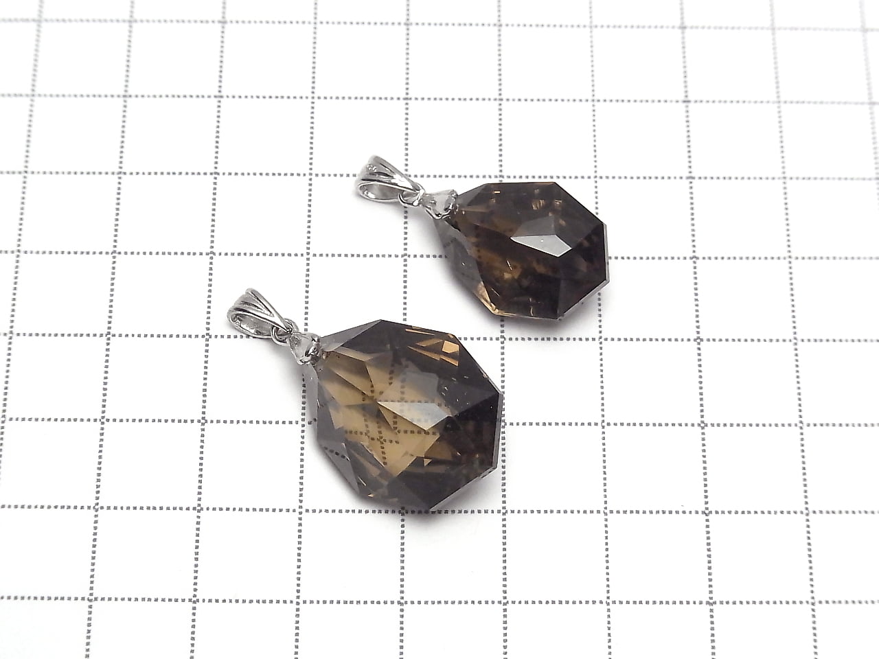 High Quality Smoky Quartz AAA Multiple Facets Faceted Pendant  NO.2 [S][M] Silver925