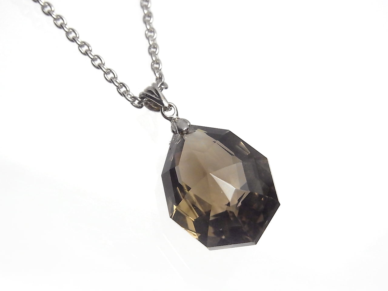 High Quality Smoky Quartz AAA Multiple Facets Faceted Pendant  NO.2 [S][M] Silver925