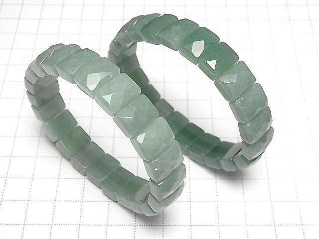 [Video] Green Aventurine 2 holes Faceted Rectangle 12 x 8 x 6 mm 1strand (Bracelet)