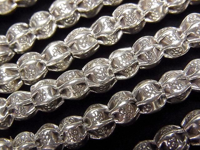 Karen Silver Ornament Rondelle 5x5x4mm Oxidized Silver 1/8 or 1-strand beads (approx. 15 inch/38 cm)