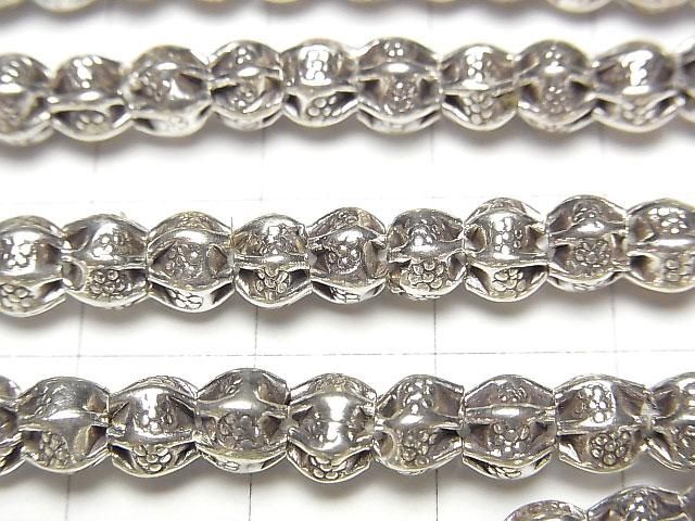 Karen Silver Ornament Rondelle 5x5x4mm Oxidized Silver 1/8 or 1-strand beads (approx. 15 inch/38 cm)