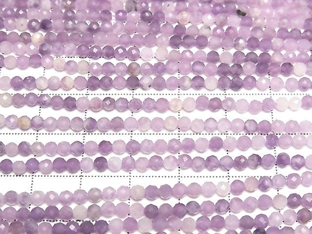[Video] High Quality! Lepidolite AA+ Faceted Round 3mm 1strand beads (aprx.15inch/36cm)
