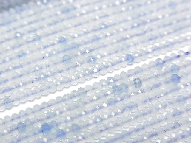 [Video]High Quality! Aquamarine AA++ Faceted Button Rondelle 2.5x2.5x1.5mm 1strand beads (aprx.15inch/37cm)