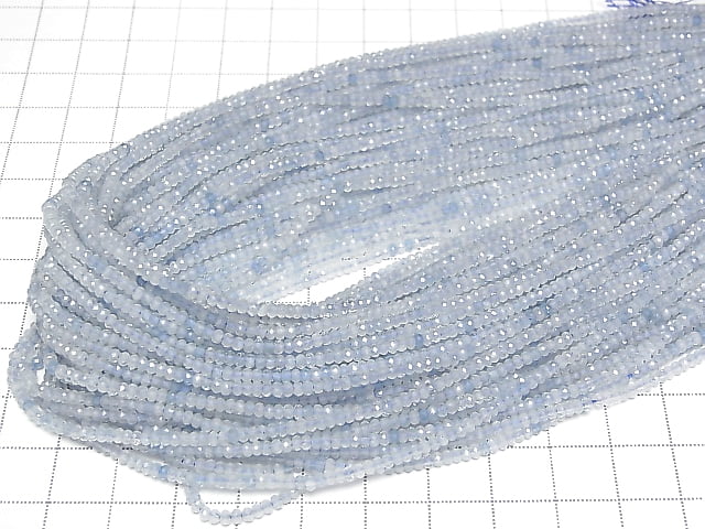 [Video]High Quality! Aquamarine AA++ Faceted Button Rondelle 2.5x2.5x1.5mm 1strand beads (aprx.15inch/37cm)