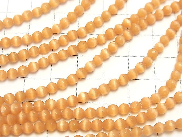 1strand $1.79! Brown Color Cat's Eye 32Faceted Round 4mm 1strand beads (aprx.14inch/34cm)