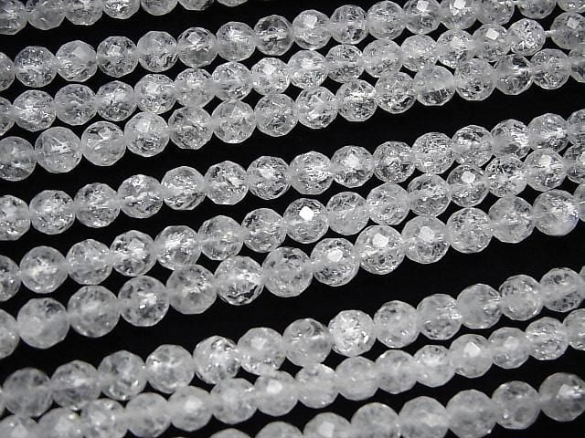 [Video]Cracked Crystal 64Faceted Round 6mm 1strand beads (aprx.15inch/37cm)