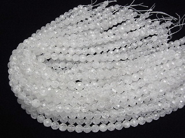 [Video] Cracked Crystal  64Faceted Round 8mm 1strand beads (aprx.15inch/38cm)