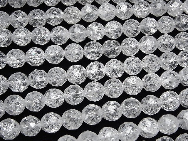 [Video]Cracked Crystal 64Faceted Round 10mm half or 1strand beads (aprx.15inch/36cm)