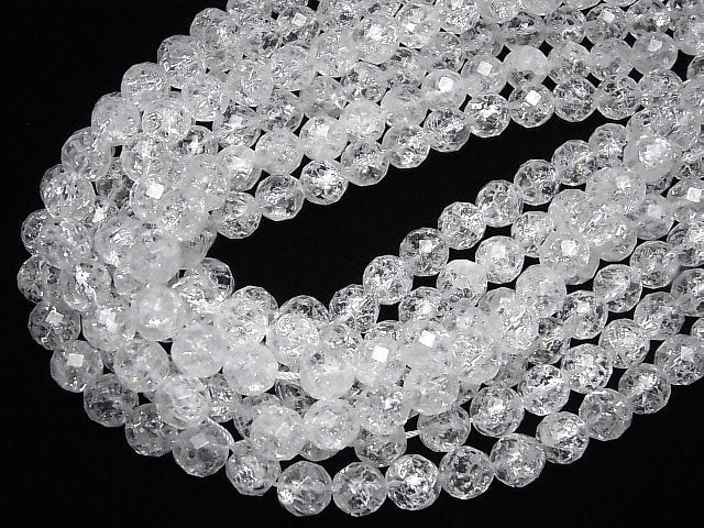 [Video]Cracked Crystal 64Faceted Round 10mm half or 1strand beads (aprx.15inch/36cm)