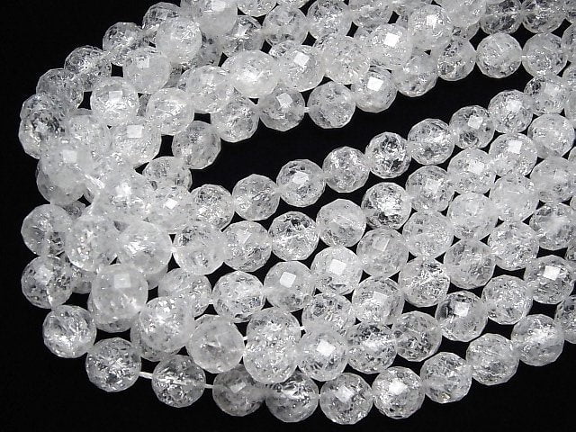 [Video]Cracked Crystal 64Faceted Round 12mm half or 1strand beads (aprx.15inch/37cm)