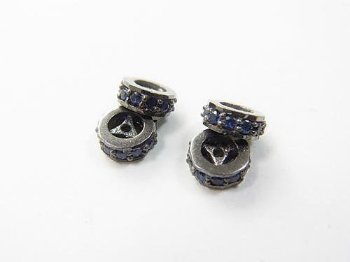 1pc $19.99! Rondelle parts with Sapphire 6x6x2 Silver 925