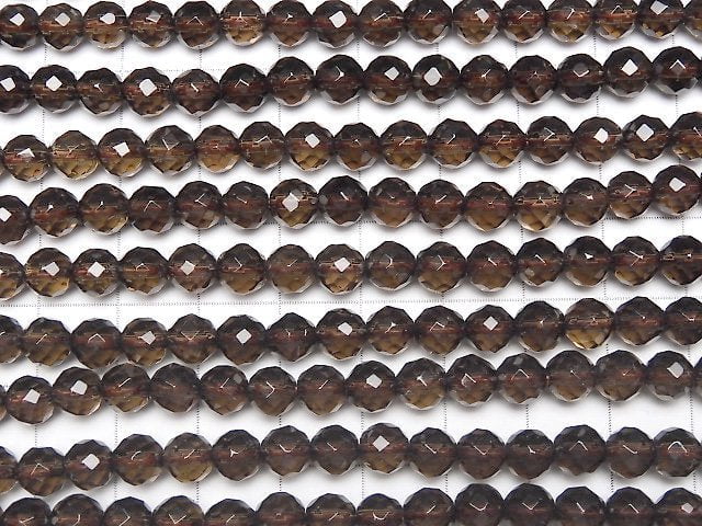 Smoky Quartz AAA 64Faceted Round 6mm half or 1strand beads (aprx.15inch/38cm)