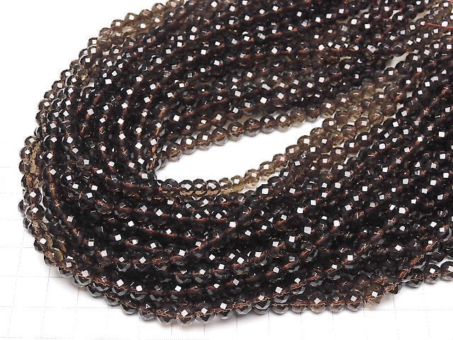 1strand $9.79! Smoky Quartz AAA 64Faceted Round 6mm 1strand beads (aprx.15inch/38cm)