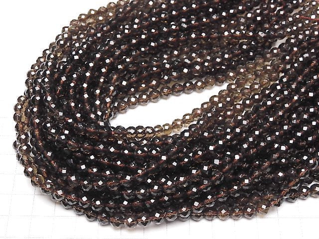 Smoky Quartz AAA 64Faceted Round 6mm half or 1strand beads (aprx.15inch/38cm)