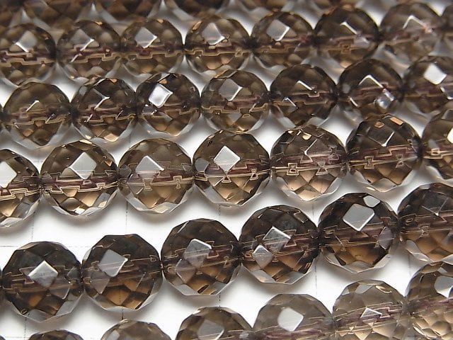 Smoky Quartz AAA 64Faceted Round 8mm half or 1strand beads (aprx.15inch/37cm)