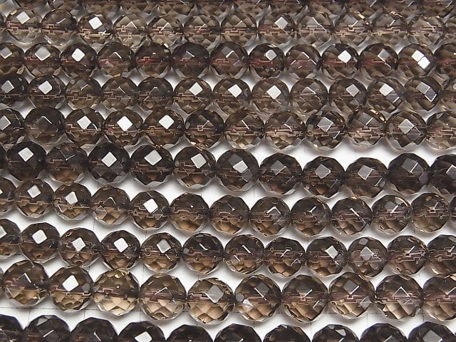 Smoky Quartz AAA 64Faceted Round 8mm half or 1strand beads (aprx.15inch/37cm)