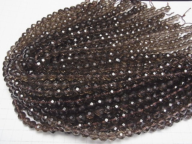 Smoky Quartz AAA 64Faceted Round 8mm half or 1strand beads (aprx.15inch/37cm)