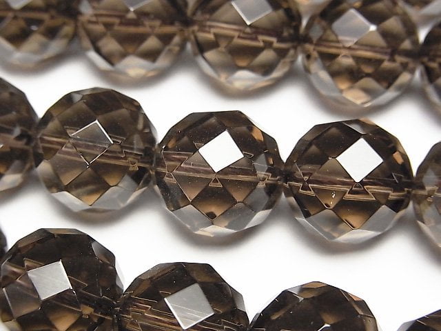 Smoky Quartz AAA 64Faceted Round 14mm 1/4 or 1strand beads (aprx.15inch/37cm)