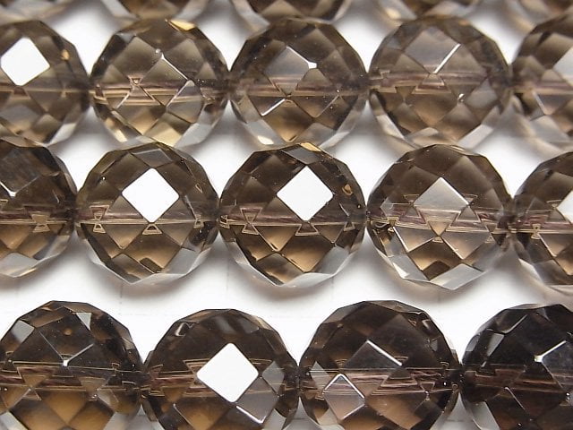 Smoky Quartz AAA 64Faceted Round 14mm 1/4 or 1strand beads (aprx.15inch/37cm)