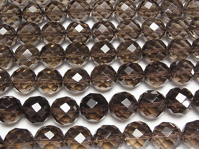 Smoky Quartz AAA 64Faceted Round 14mm 1/4 or 1strand beads (aprx.15inch/37cm)