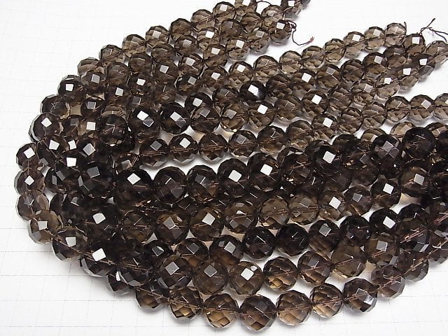 Smoky Quartz AAA 64Faceted Round 14mm 1/4 or 1strand beads (aprx.15inch/37cm)