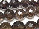 Smoky Quartz AAA 64Faceted Round 16mm 1/4 or 1strand beads (aprx.15inch/37cm)