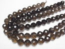 Smoky Quartz AAA 64Faceted Round 16mm 1/4 or 1strand beads (aprx.15inch/37cm)
