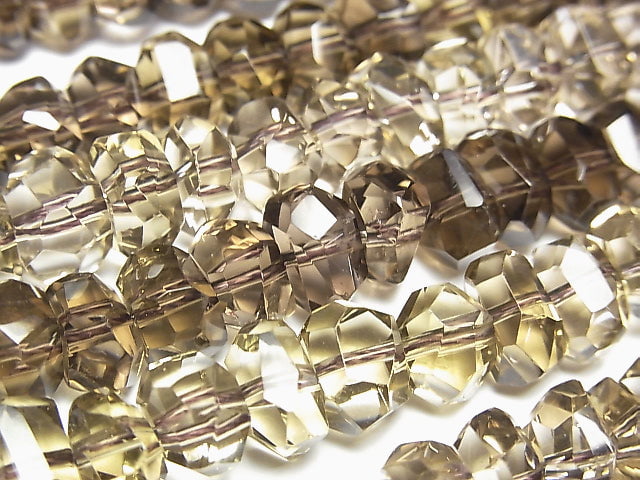 [Video]High Quality! Smoky Quartz AAA Faceted Nugget [Medium color] half or 1strand beads (aprx.15inch/38cm)